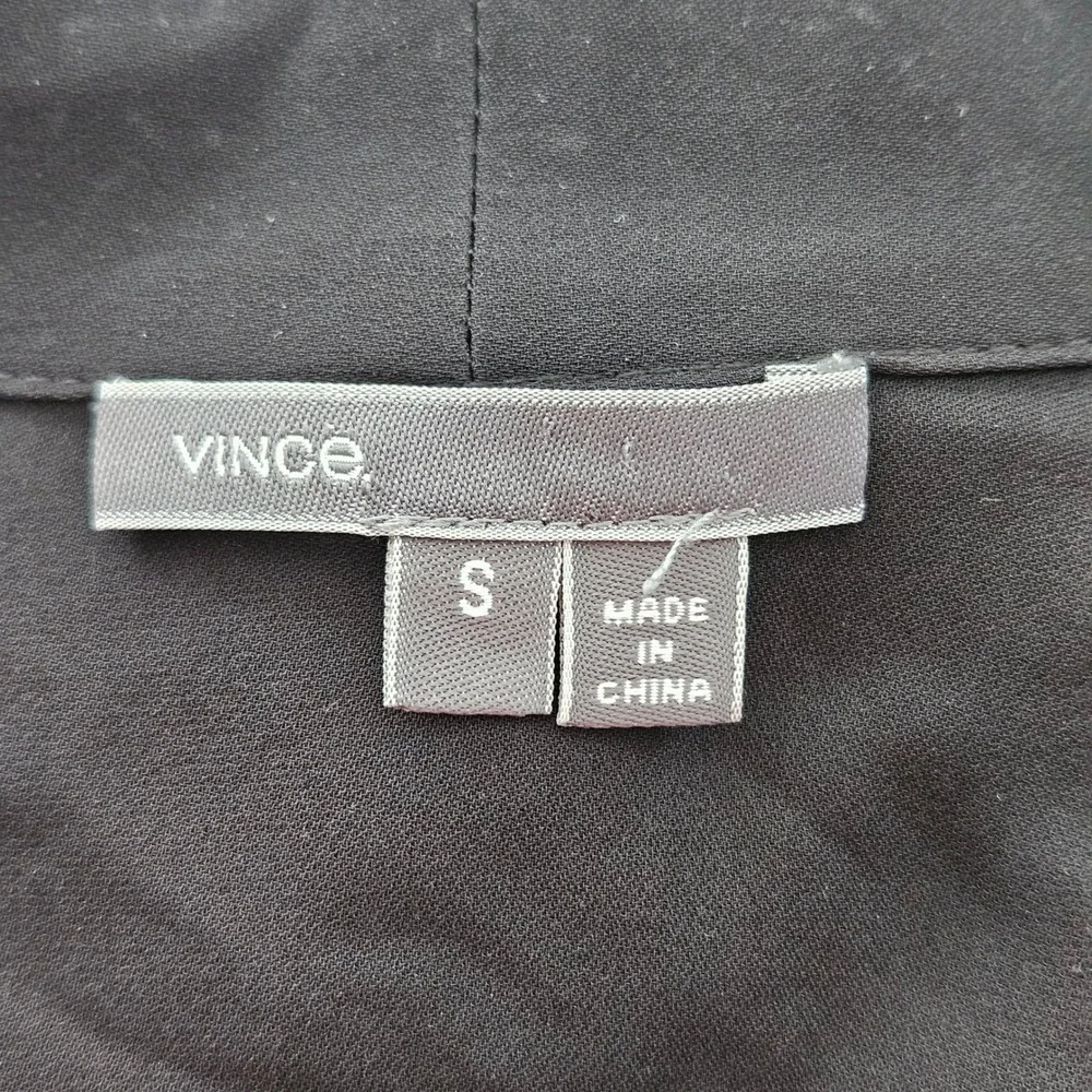Vince Maxi Dress S Black 100% Silk Sleeveless V-Neck Drawstring Waist Minimalist